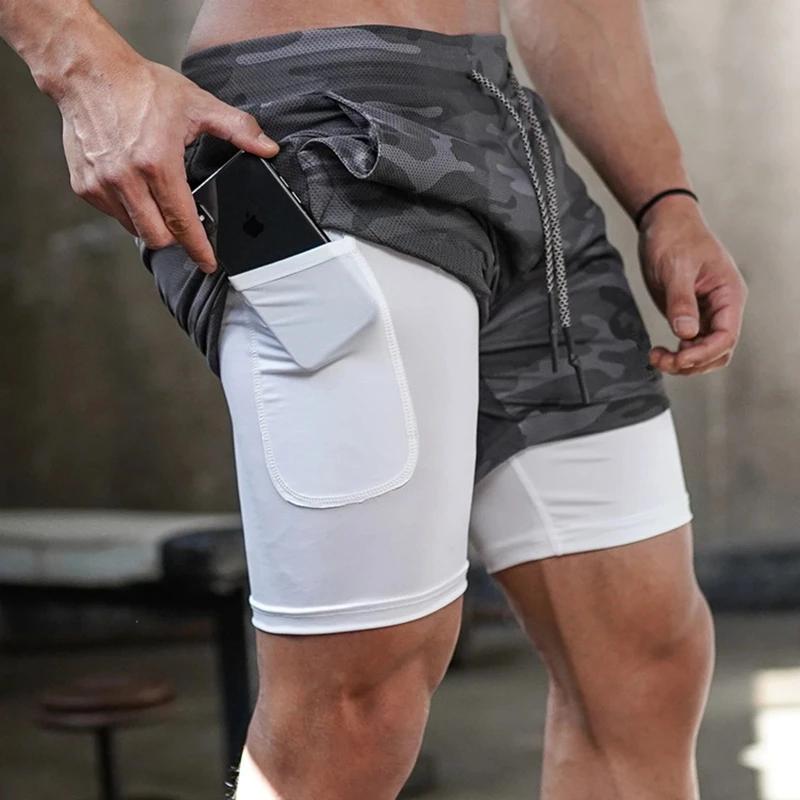 Short course camouflage homme 2 en 1 séchage rapide fitness jogging pantalon été sportif