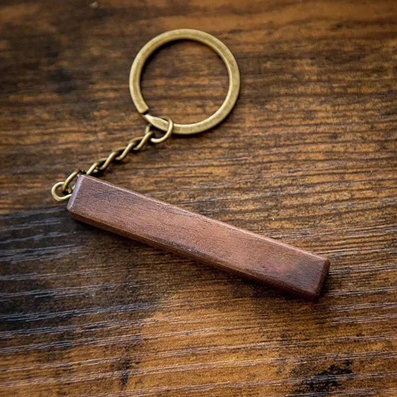 Porte-clés en noyer vierge en bois, 5 pièces, avec bracelet en cuir, porte-clés en bois inachevé pou