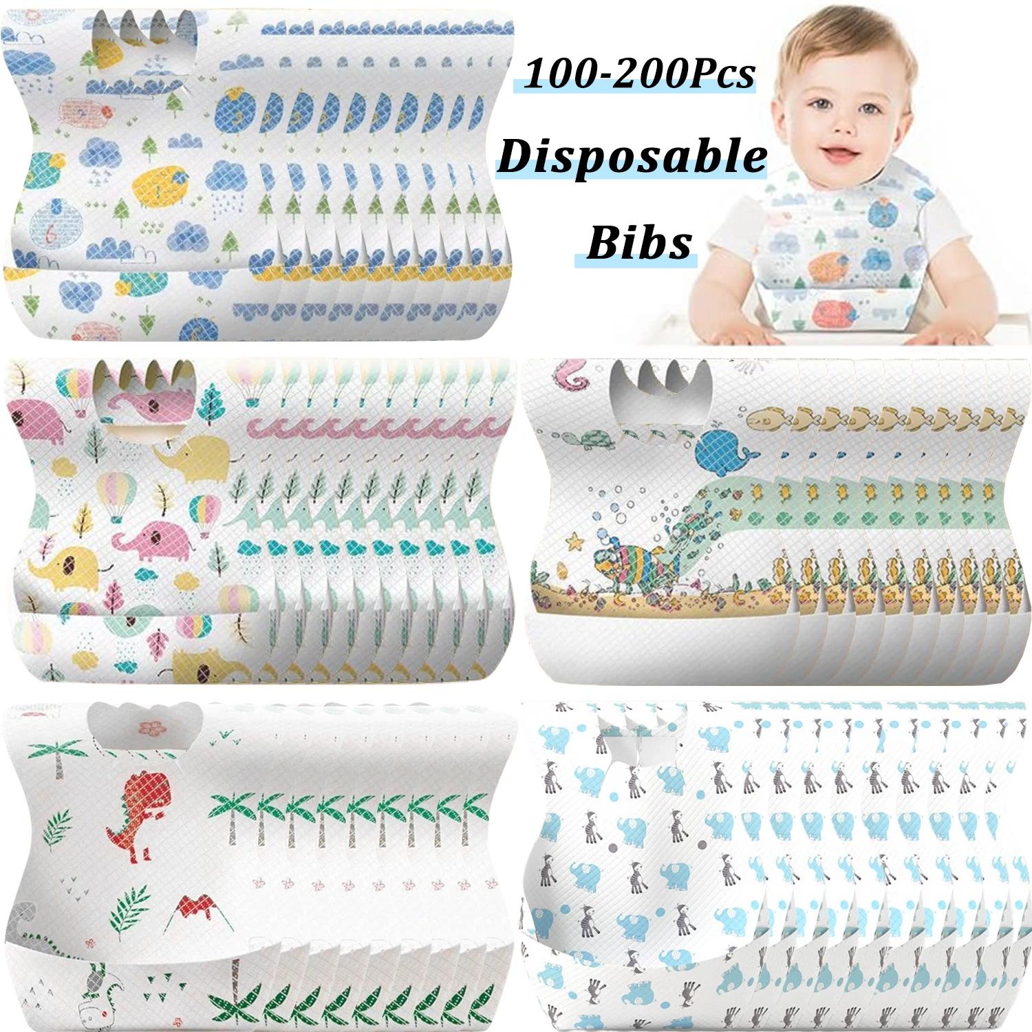 Bavoirs de bébé de poulet 100 pièces Bavoirs de voyage enveloppés individuels Attrape-nourriture éta