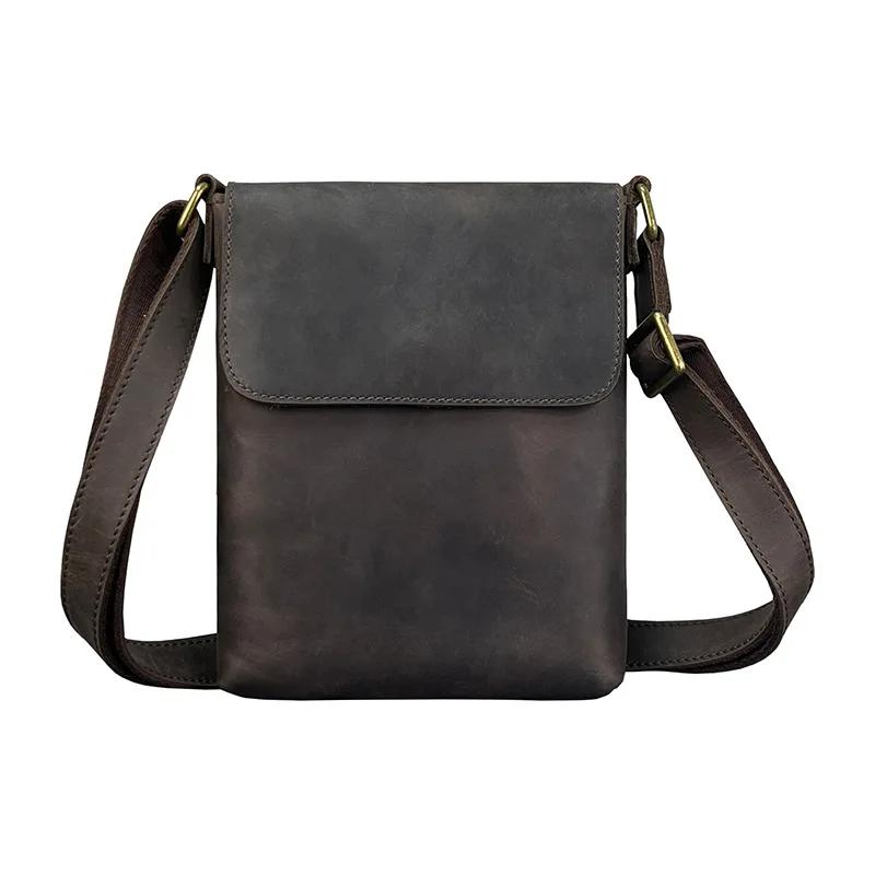 Sac à Bandoulière en Cuir de Vache pour Homme, Petit et Simple, Décontracté, Nouvelle Collection