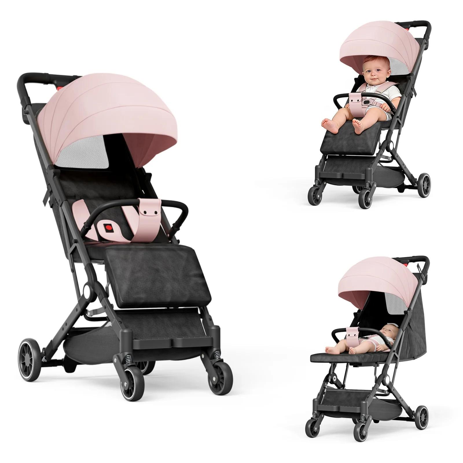 Poussette pliable légère - 6 mois à 4 ans - 360 ° Roues pivotantes - Ultralégères - Dossier réglab