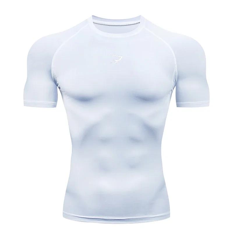 Hommes course Compression T-shirt à manches courtes Sport t-shirts Gym Fitness Sportshirts mâle Jogg