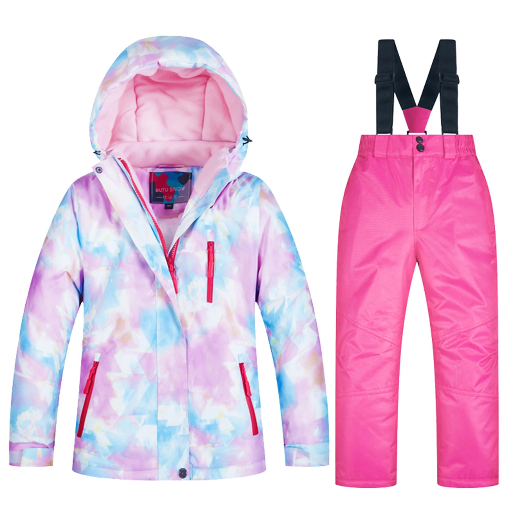 Combinaisons de ski pour enfants, veste de snowboard pour enfants, pantalons à bavette, coupe-vent,