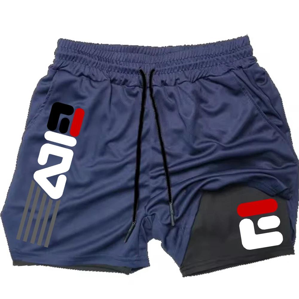 Shorts de sport pour hommes, shorts d'entraînement à double couche, 2 en 1, séchage rapide, pantalon