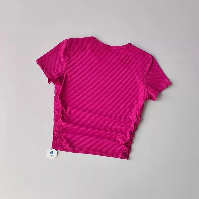 T-shirt de yoga sans coutures pour femmes - Haut sportif respirant manches courtes course