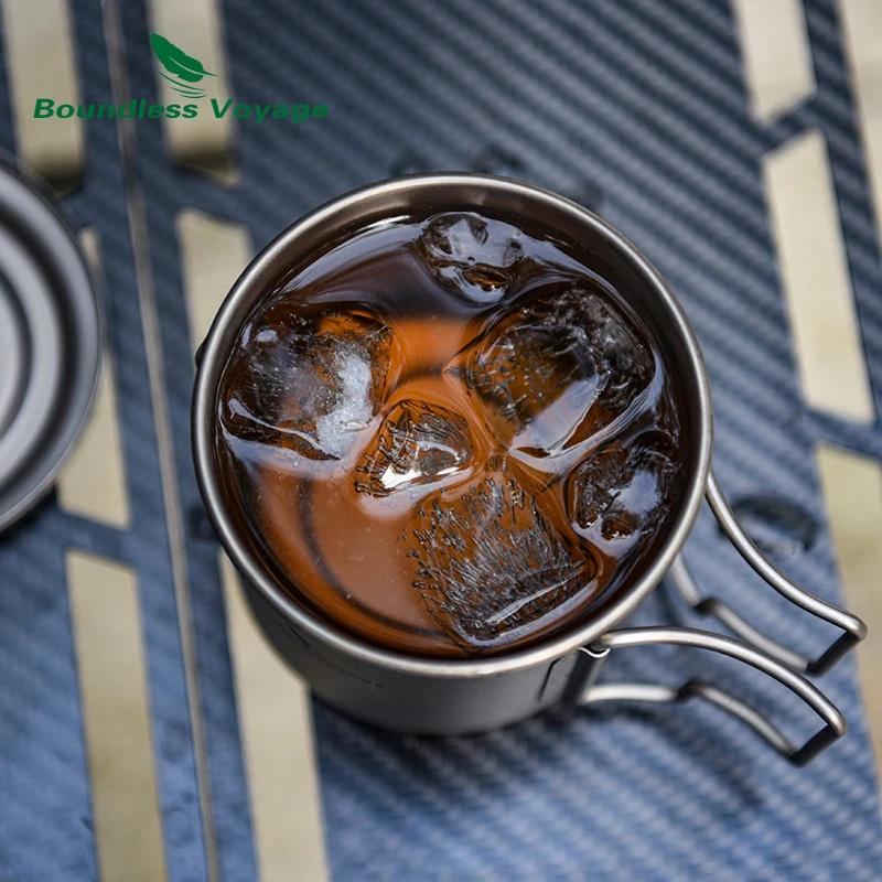 Tasse en titane de Voyage sans limites de 420 ml avec passoire et couvercle tasse à thé monocouche d