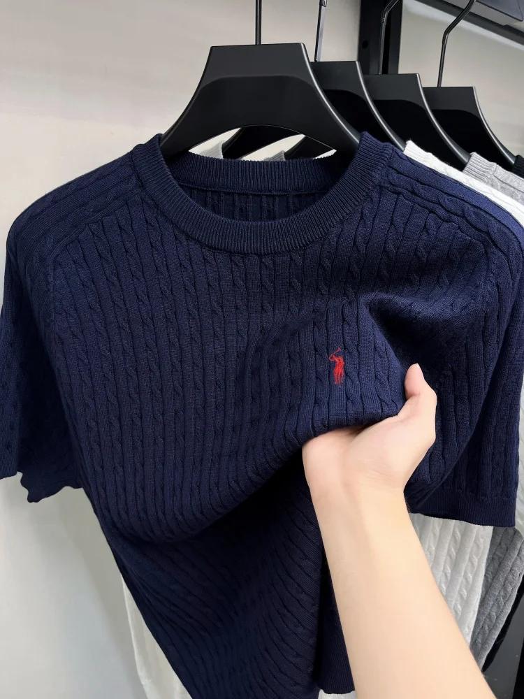 Haut de gamme boutique Knit manches courtes hommes nouvelle mode Designer marque poney brodé été Cas