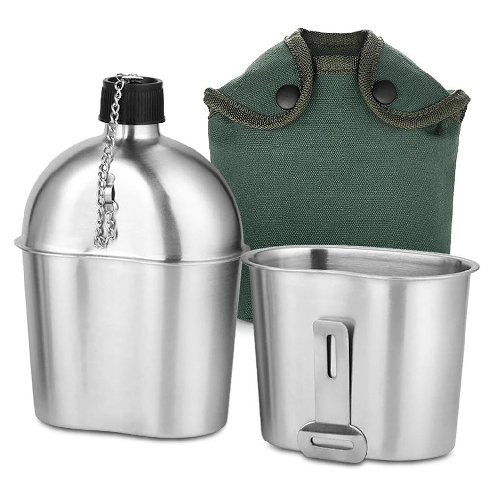 Ensemble de Gobelets de Cantine Militaire en Acier Inoxydable avec Juste, Bouteille de Bouilloire po