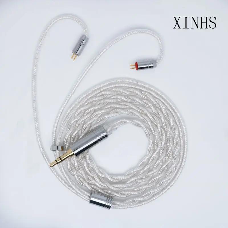 XINHS-Écouteurs filaires intra-auriculaires, placage d'argent à 2 cœurs, cuivre monocristallin, MMCX