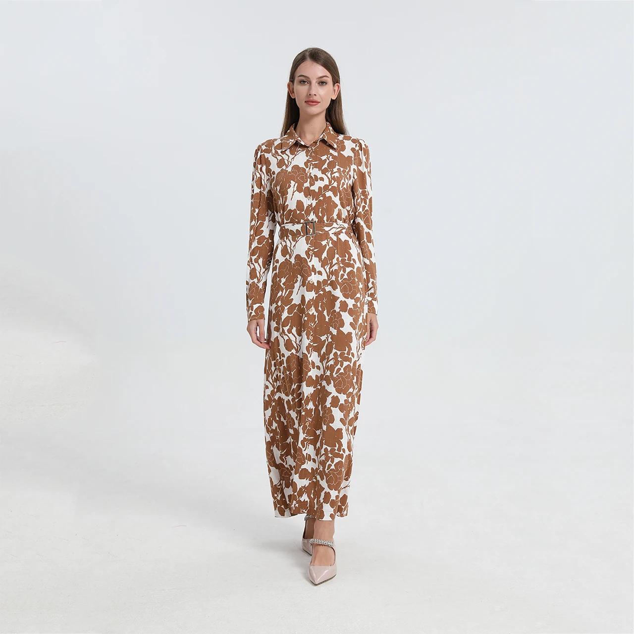 I-ISHA-Robe Maxi Douce Imprimée avec Ceinture, Style Grandes Bol et Femmes, Vêtements, Printemps et