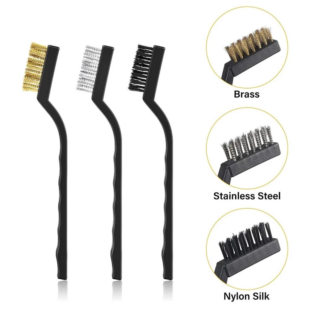 Brosse métallique en cuivre et Nylon, 17cm, en acier inoxydable, gommage de la rouille, outils de ne