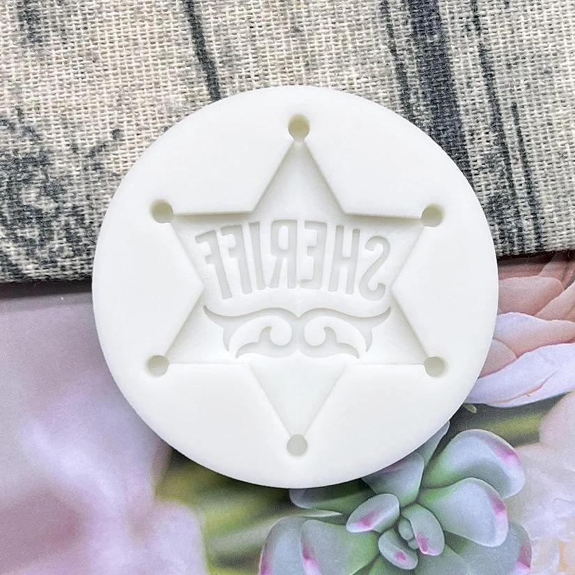 Moule de pâtisserie en Silicone pour cupcakes chocolat, Badge de Sheriff, outils en résine, outils d