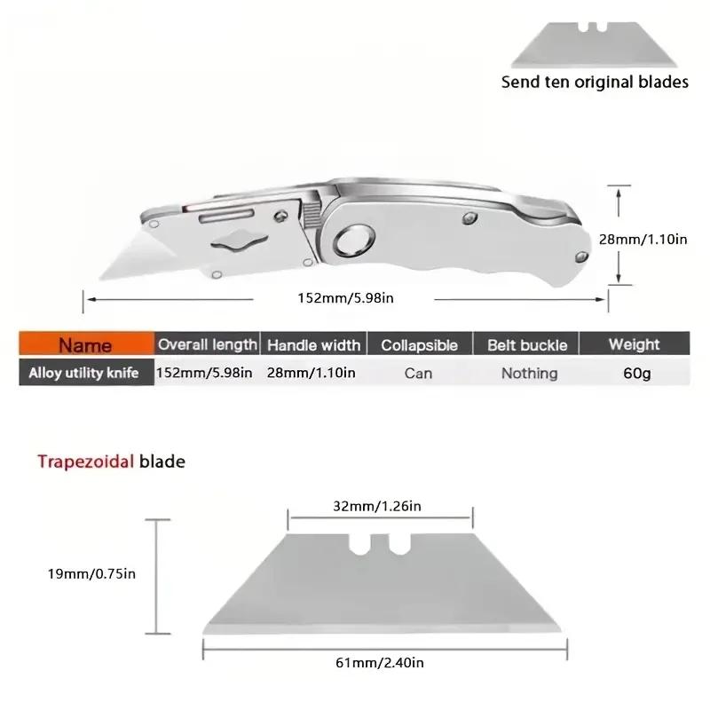 Couteau utilitaire pliant, manche en aluminium et plastique, coupe-câble de poche, lame de couteau p