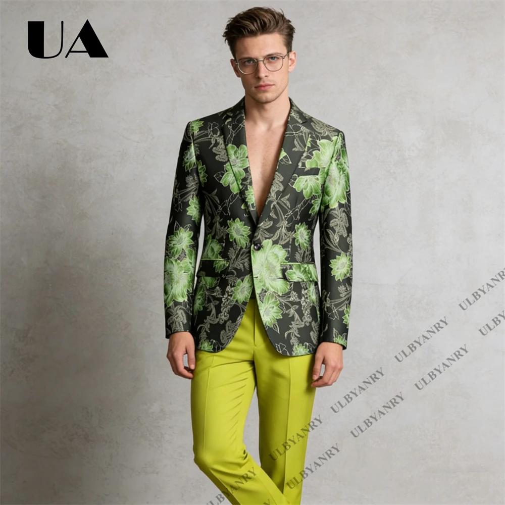 Ensemble de costume pour homme ULBYANRY, motif noir et or, veste formelle à revers cranté avec panta