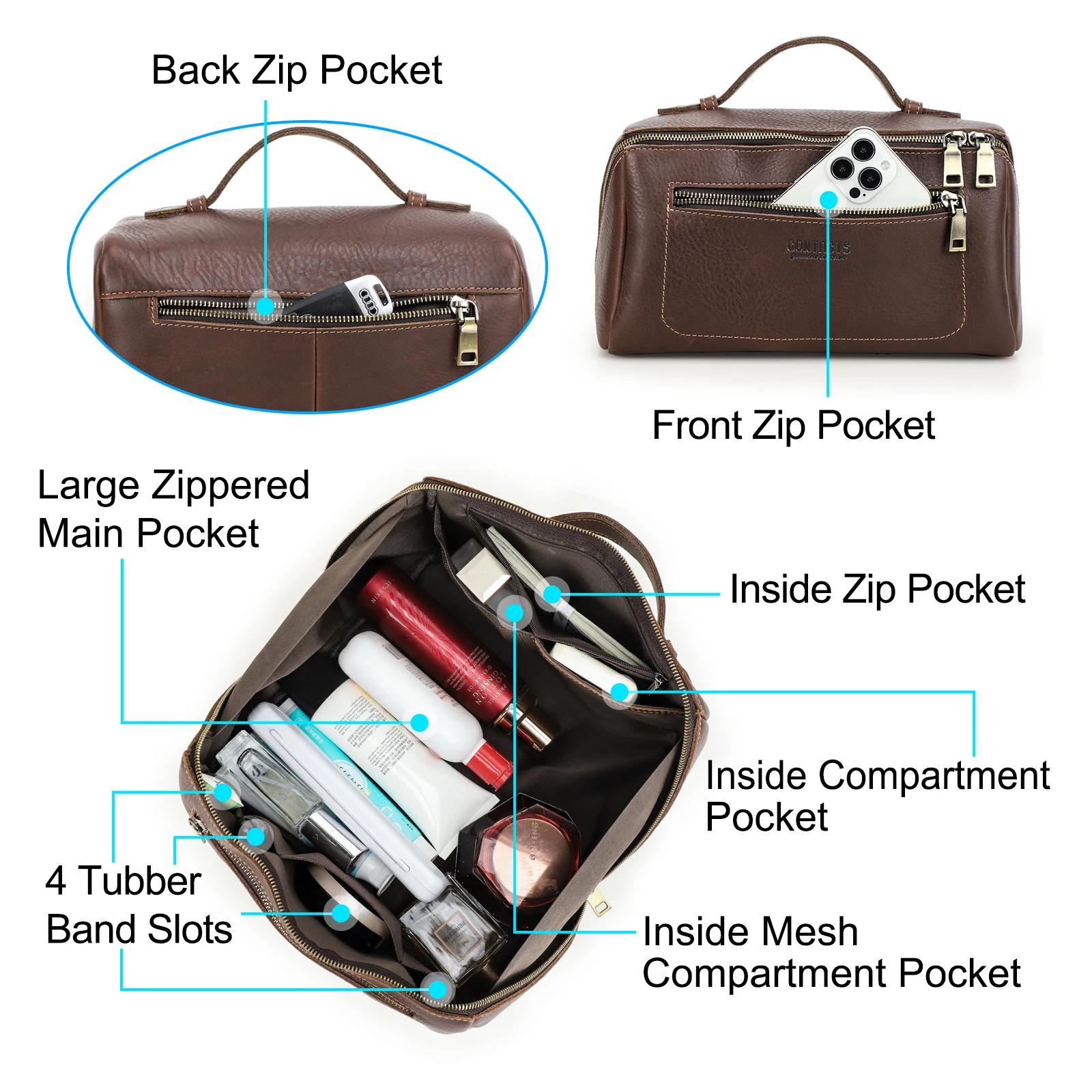 CONTACT'S sacs à cosmétiques en cuir véritable pour hommes sac de maquillage de haute qualité sac de