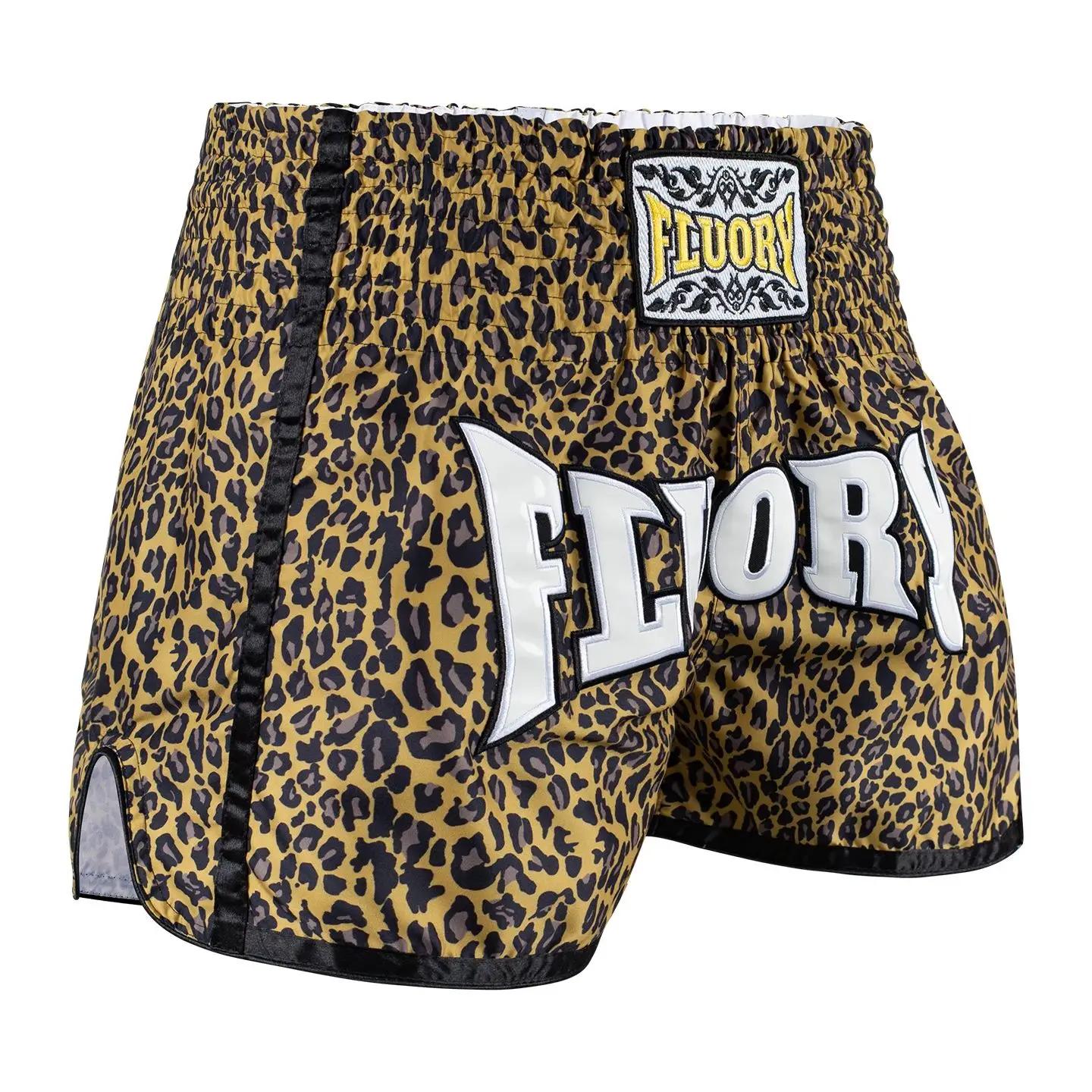 Short de combat Muay Thai fluoré imprimé - Short boxe patchs brodés professionnel