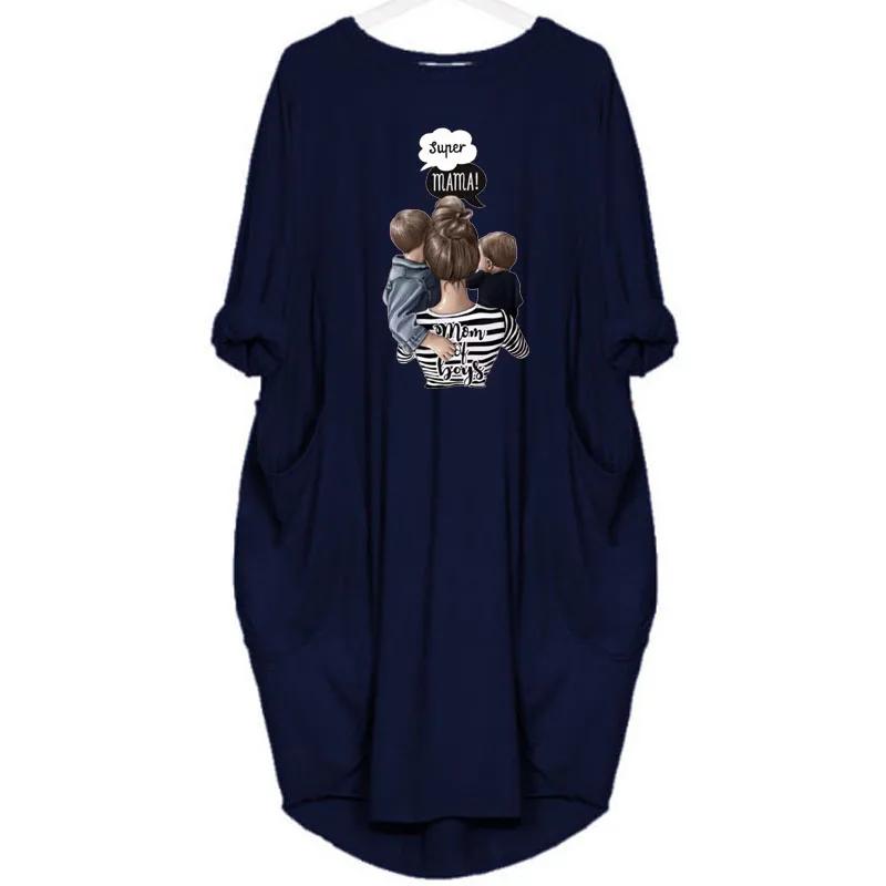 Robe ample à manches longues pour femmes, grande taille, automne hiver, décontractée, col rond, coul