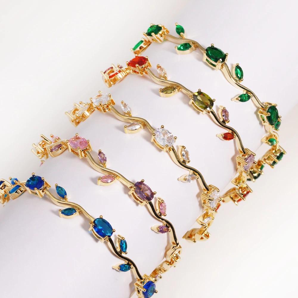 Bracelets de marque en zircone cubique pour femmes, bijoux de mariée, demoiselle d'honneur, cadeau p