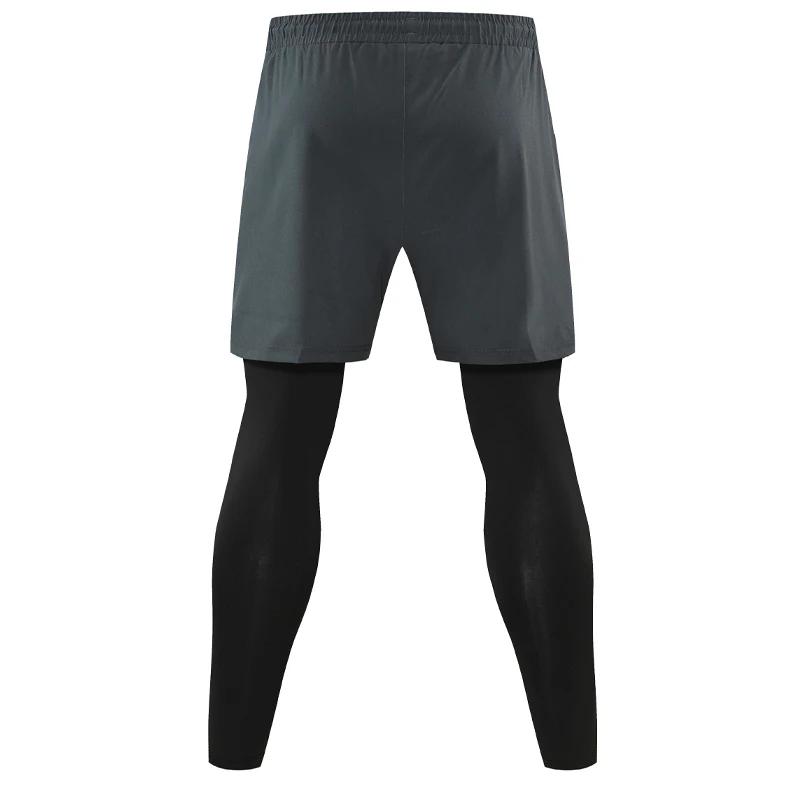 Pantalon de course 2 en 1 pour hommes, Double couche, serré, entraînement, basket-ball, Legging impr