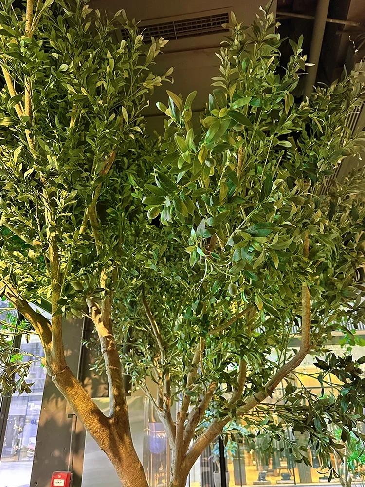 Olivier artificiel, grande plante verte bionique du sol au plafond, décoration paysagère intérieure