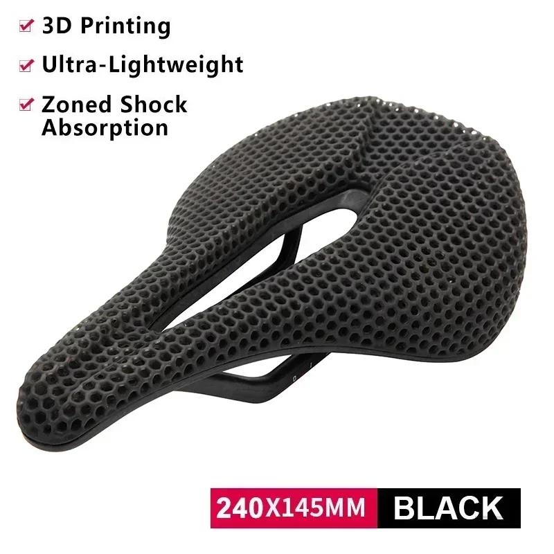 Selle de vélo imprimée en 3D ultralégère en Fiber de carbone, coussin de siège de vélo de route et d