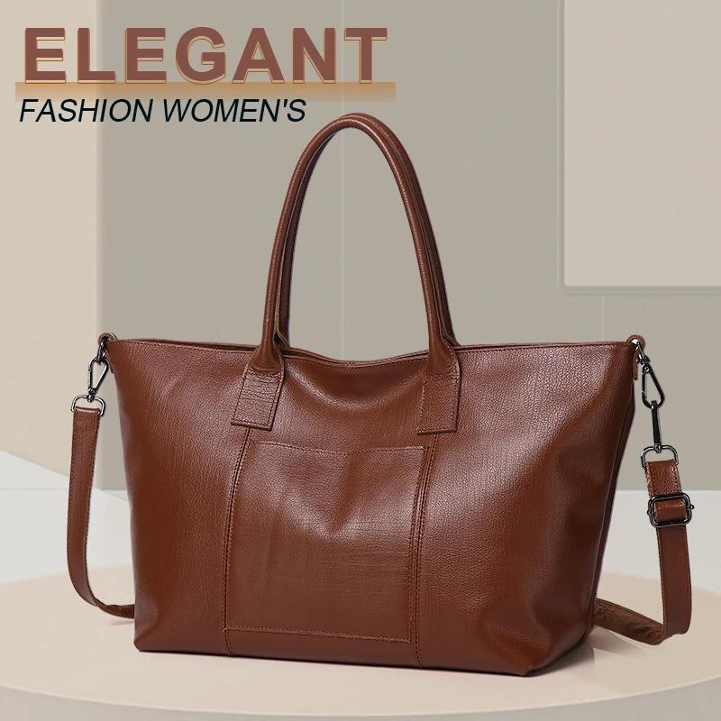 Sac fourre-tout élégant en cuir pour femme, cuir de vache véritable, extensible, 14-25 ", pour ordin