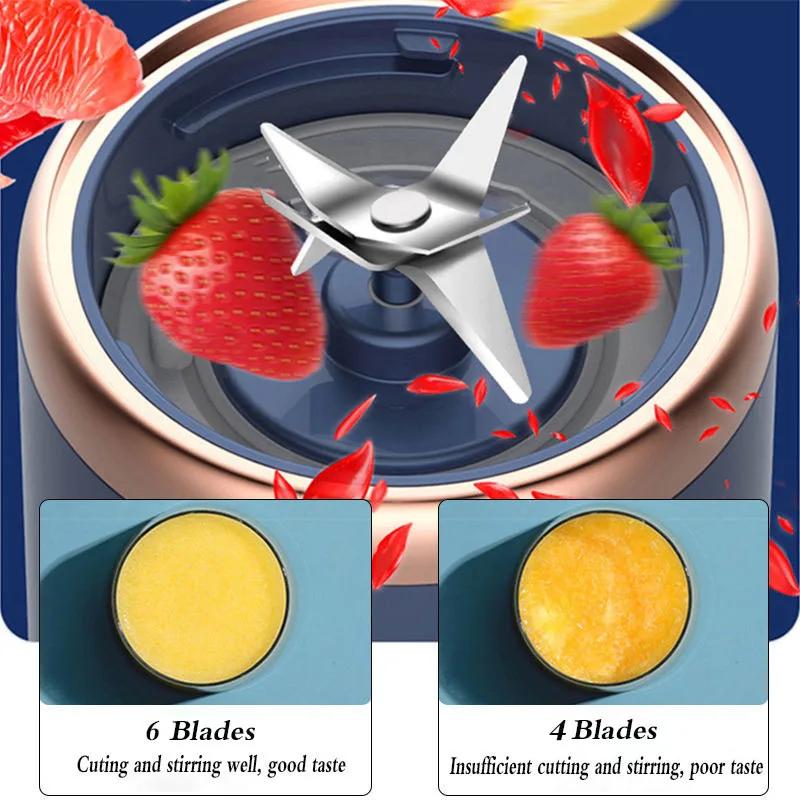 Mélangeurs de jus de fruits portables, Mini bouteille électrique personnelle d'été, USB, 6 lames, pr