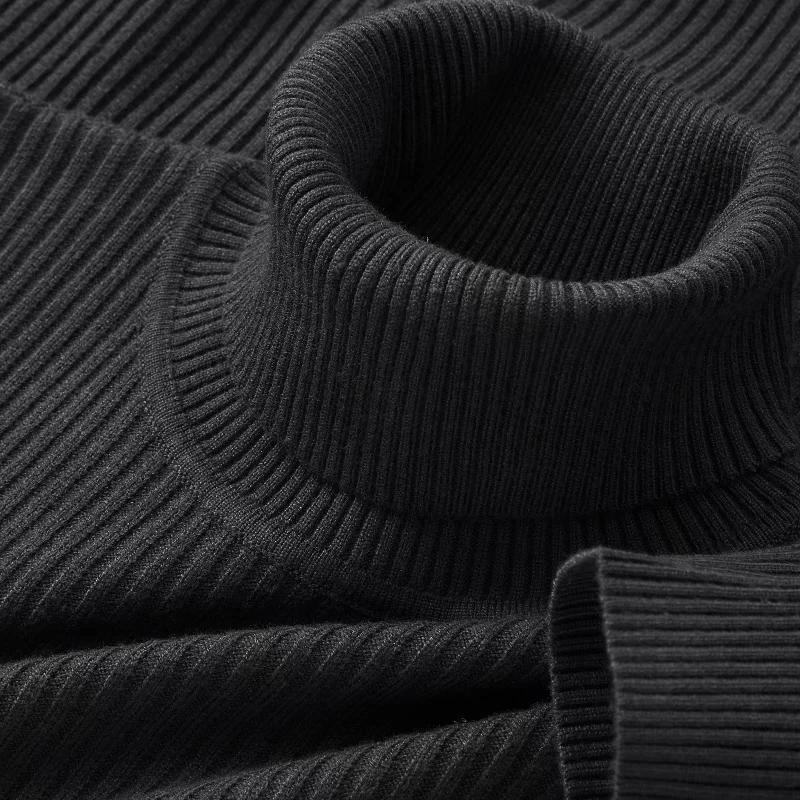 Pull à manches longues et col roulé pour homme, tricoté à rayures, lourd, pour l'extérieur, couleur