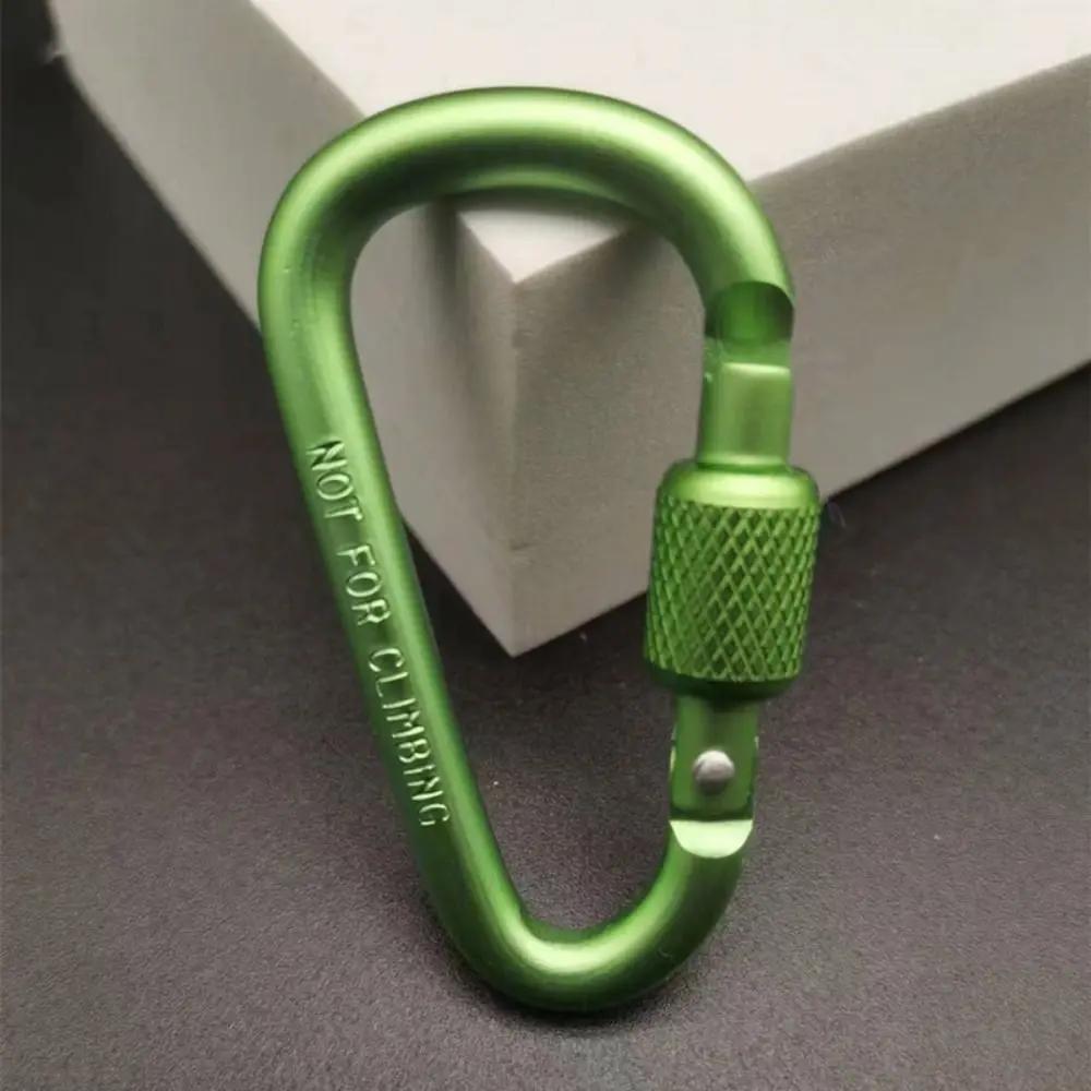 Mousqueton en alliage d'aluminium multicolore, porte-clés de sécurité avec bouton de verrouillage, m