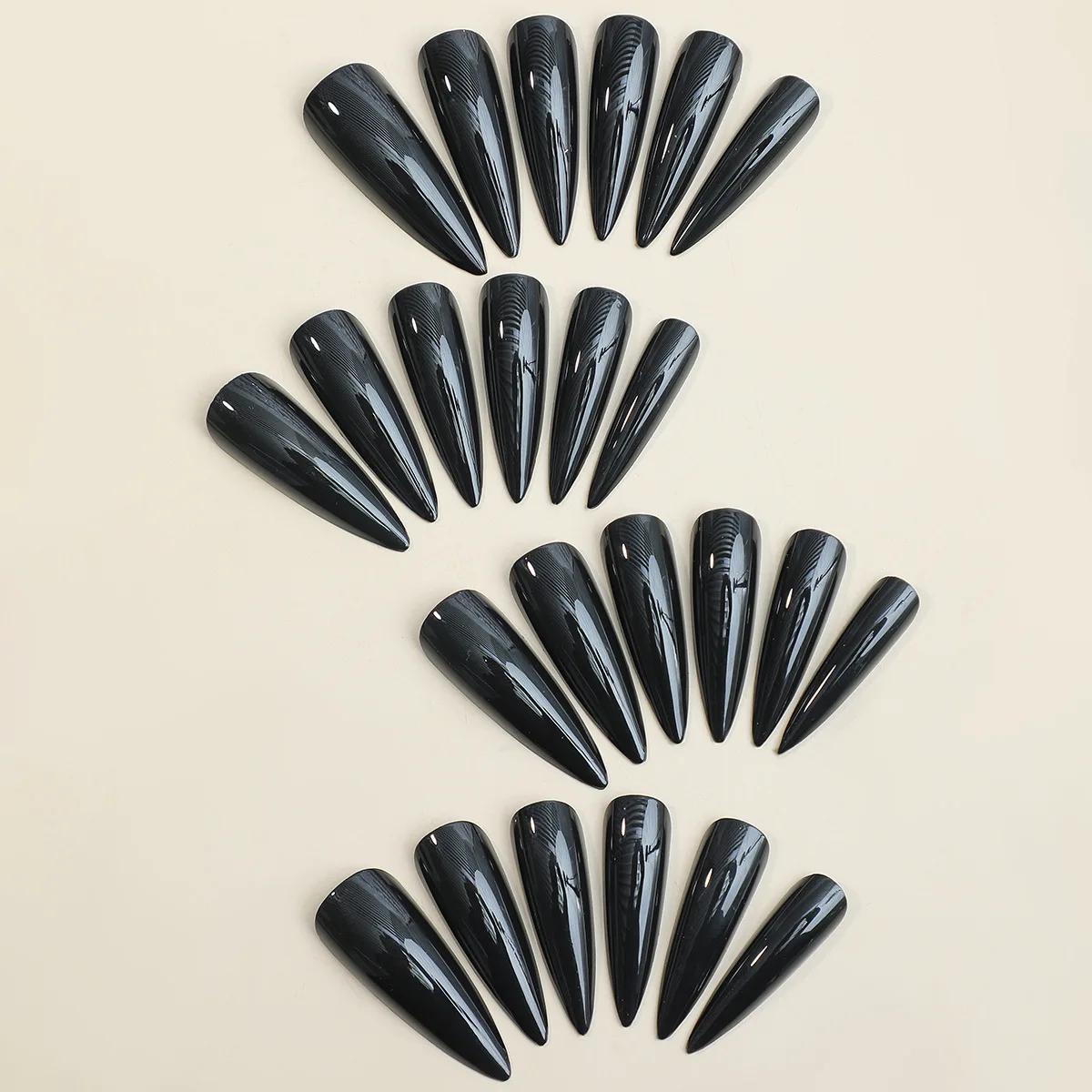 Transformez vos ongles avec 24 pièces Extra Long Stiletto Style français moderne classique Simple no