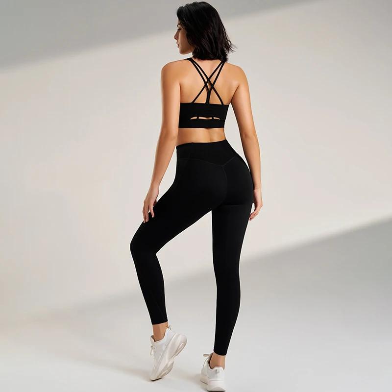 Ensemble yoga sport femme deux pièces - Soutien-gorge et leggings séchage rapide pour running fitness