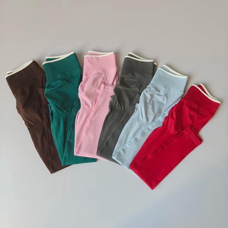Pantalon de Yoga taille haute pour femmes, Compression abdominale, couleur contrastée, Fitness, serr