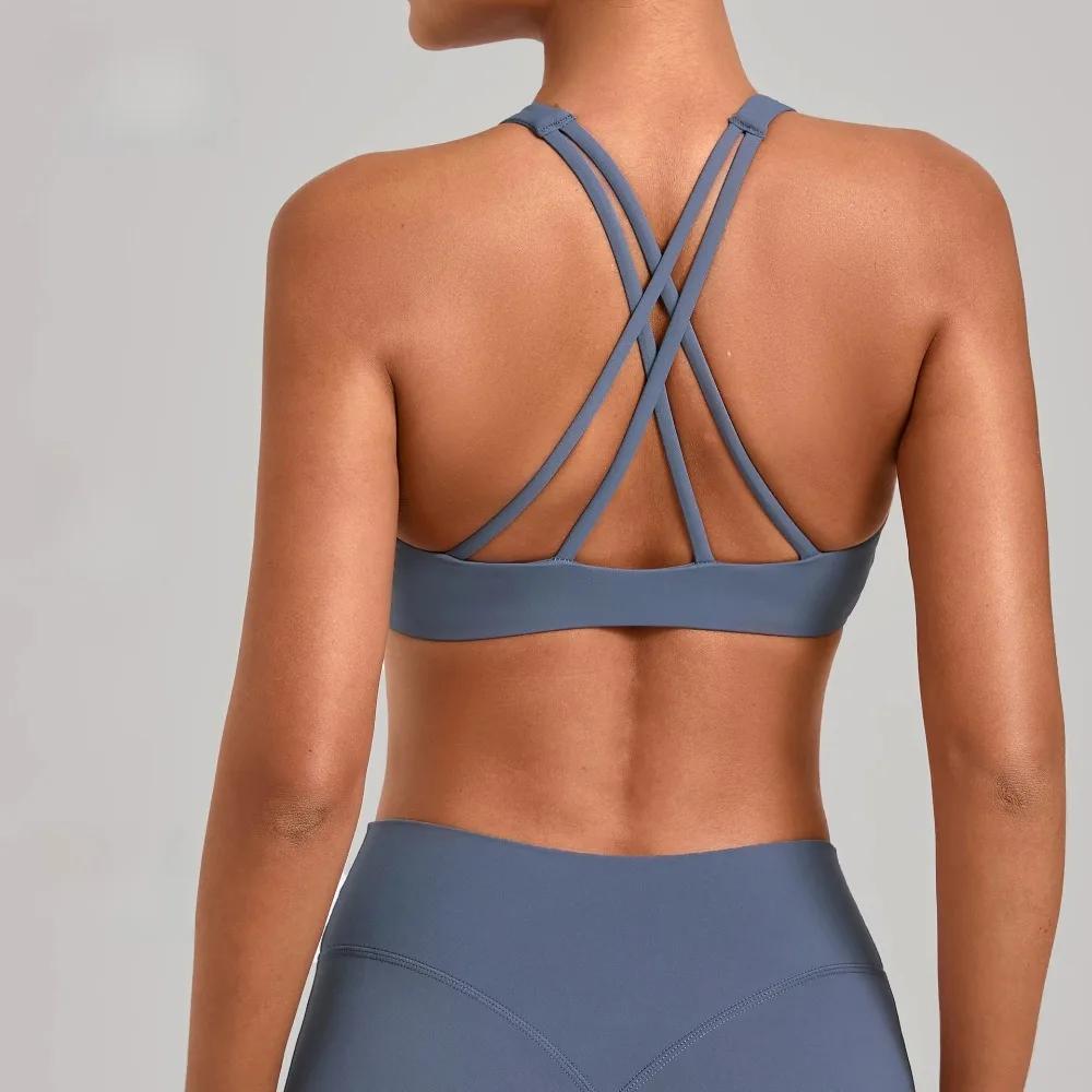Nouveau Gym entraînement haut de fitness en plein air polyvalent dos croisé soutien-gorge de sport s