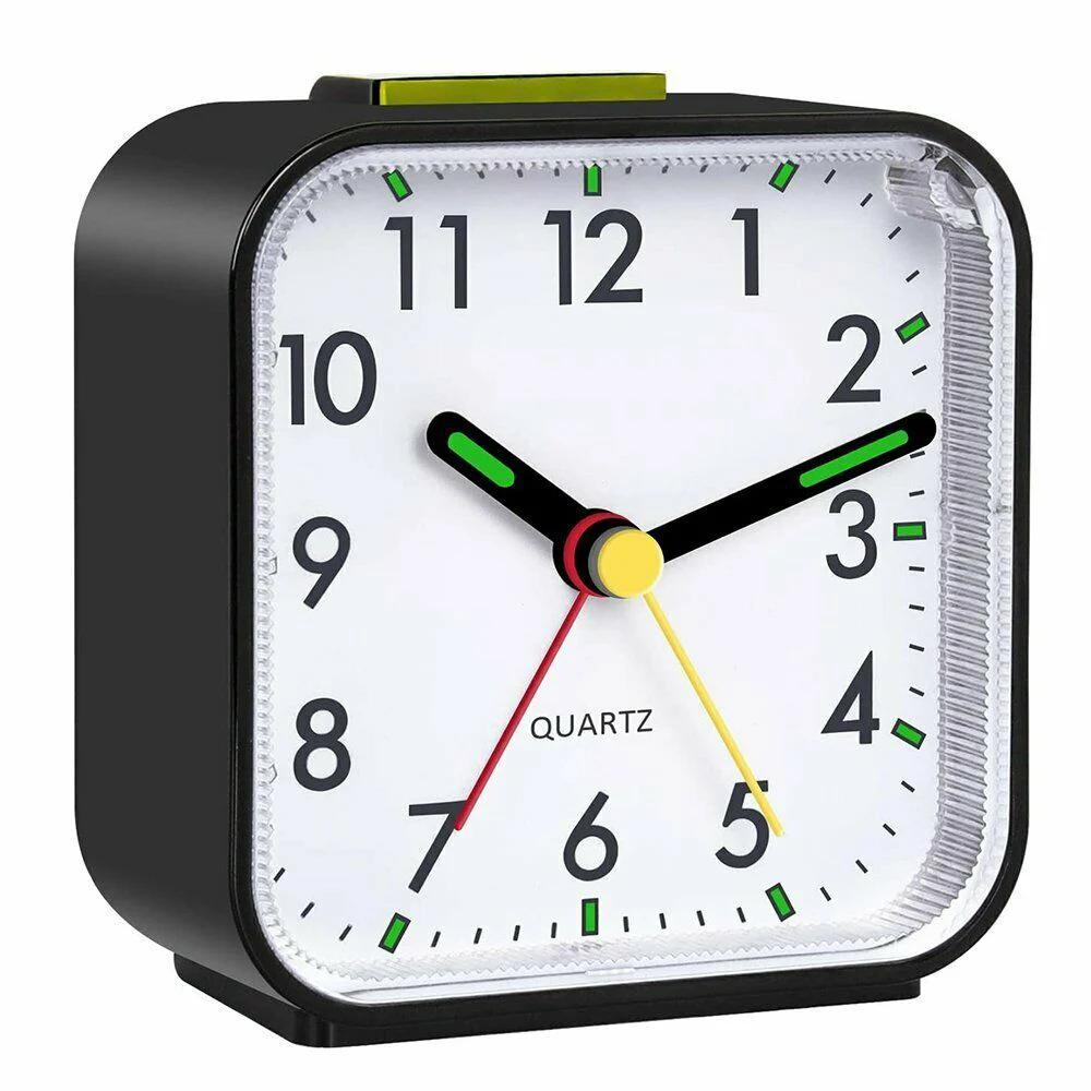 Réveil analogique silencieux, petite horloge à Quartz analogique silencieuse et sans tic-tac avec Sn