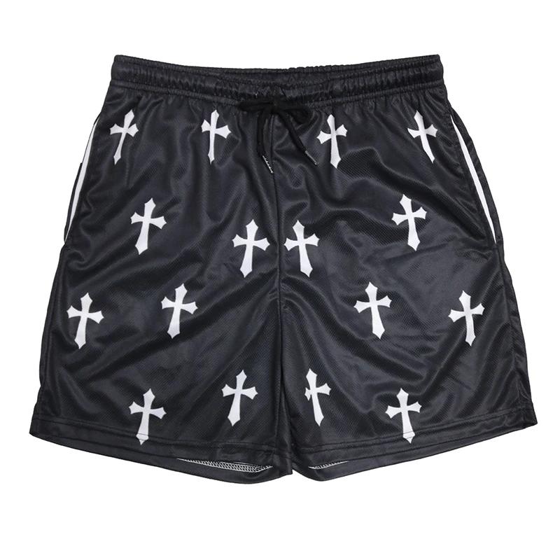 Y2K – short de sport imprimé croix d'ange chrétien pour hommes, survêtement actif avec poches, entra