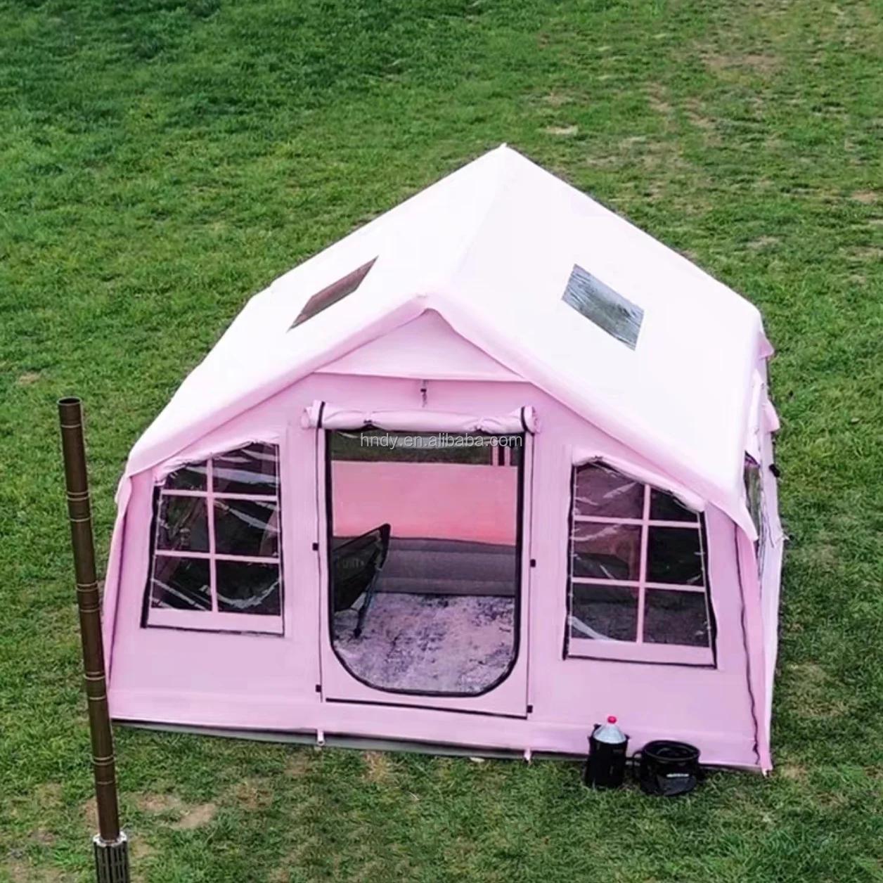 9.0 plus récent rose grandes portes grande fenêtre gonflable tente d'air de Camping en plein Air