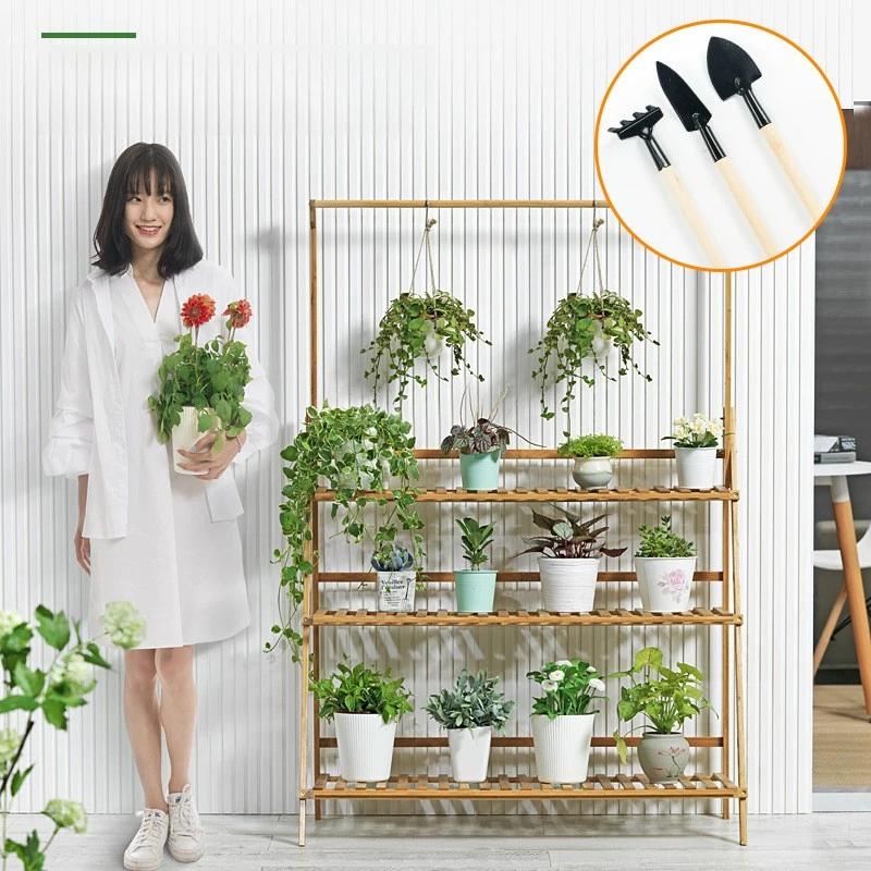 Jardinière suspendue en bois pliable, support pour plantes de balcon épaissi, étagère verticale à pl