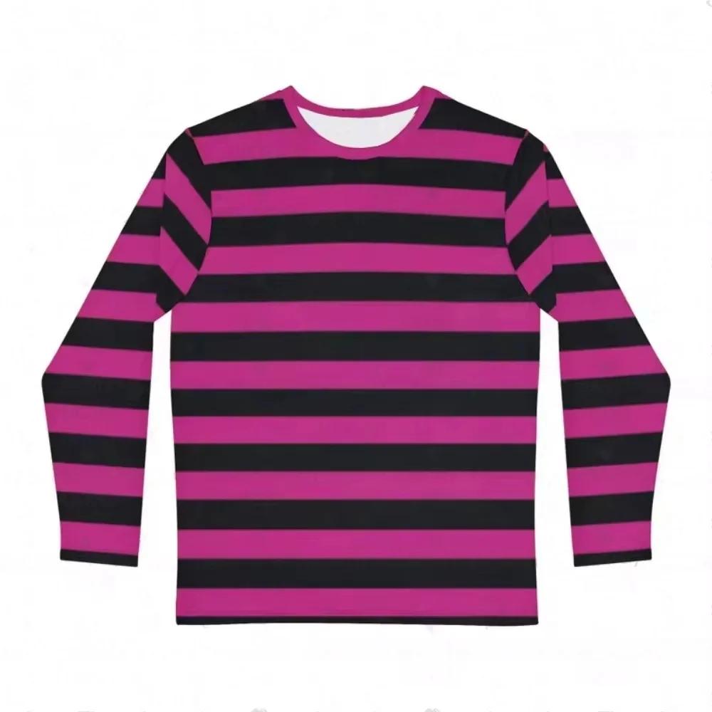 T-Shirt à manches longues pour filles, imprimé à rayures arc-en-ciel, décontracté, à col rond, vêtem