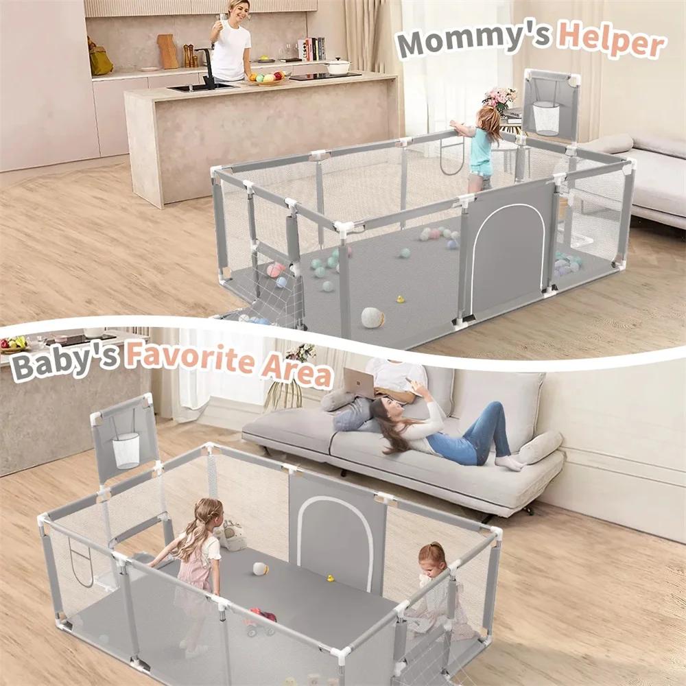 Parc pour bébé Extra Large 70 pouces, clôture d'activité de sécurité pour bébé avec maille respirant
