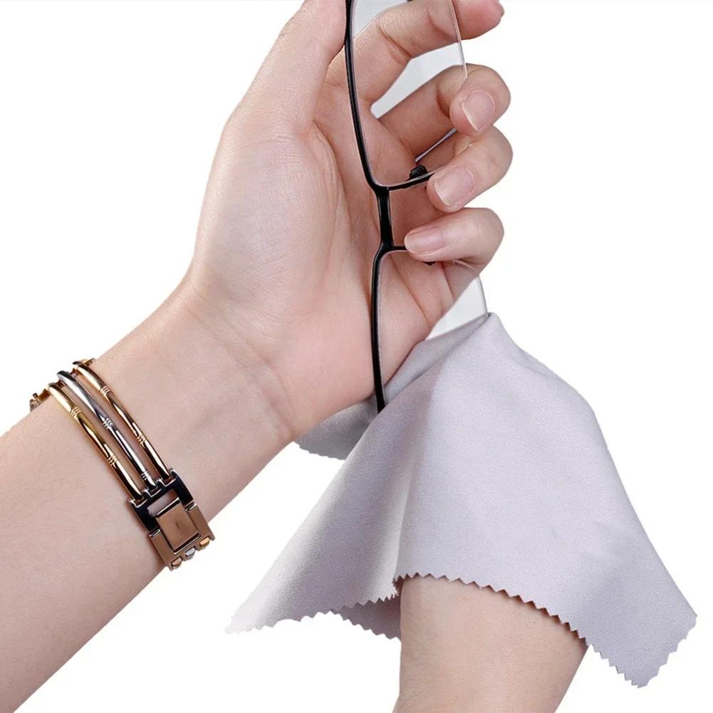 Chiffon de nettoyage en microfibre noir/gris, 15x15cm, pour lunettes de soleil, accessoires d'object