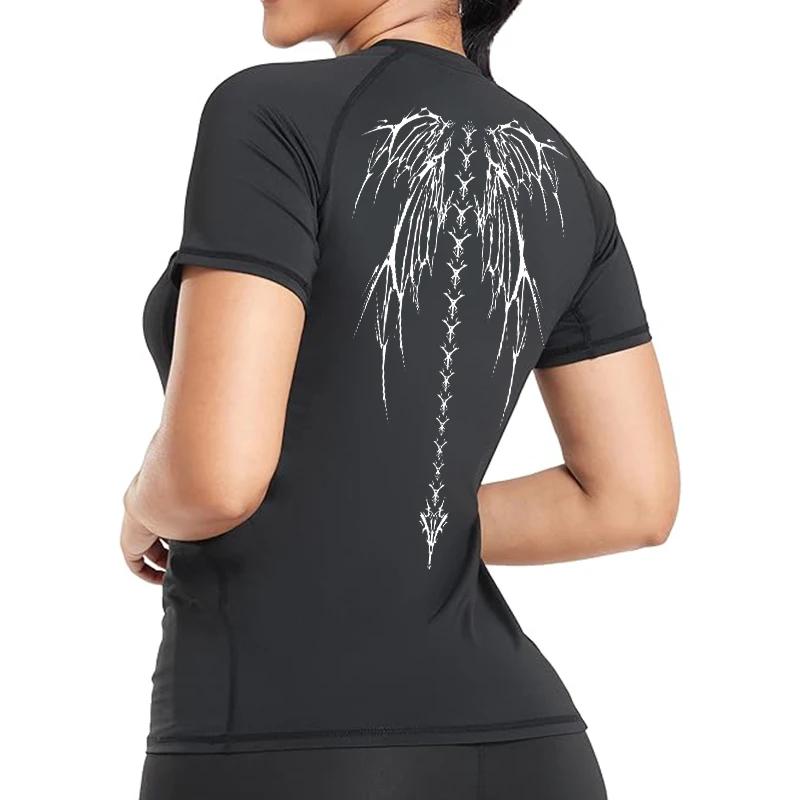 Chemise de Compression à imprimé graphique pour femmes, été, athlétique, manches courtes, baselayers