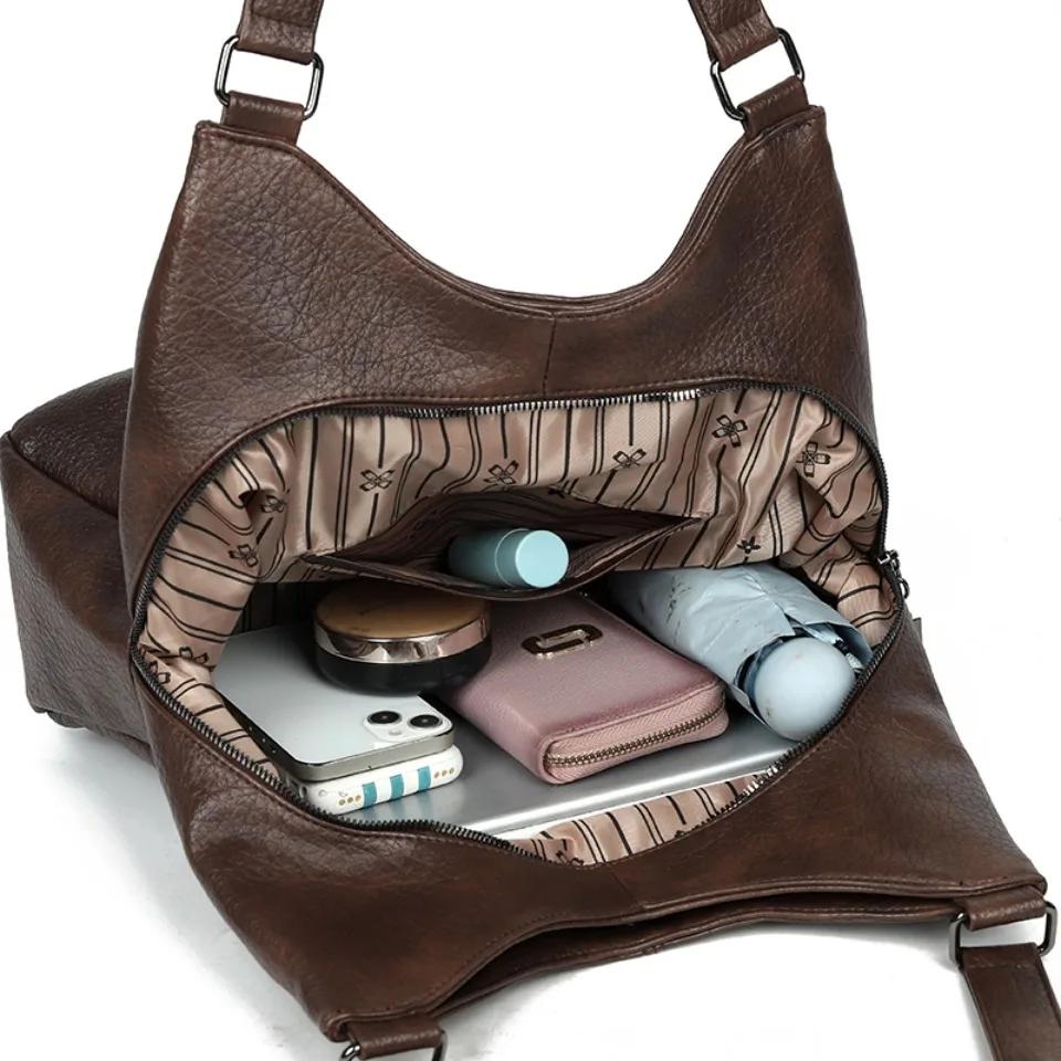 Sac fourre-tout de luxe à trois couches en cuir véritable pour femme, sac à main de créateur de qual
