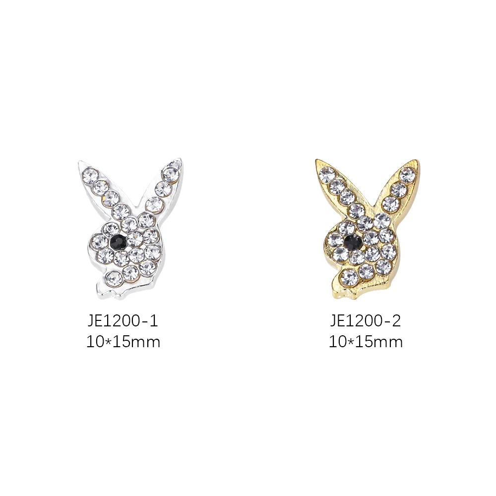 Breloques de luxe pour ongles, alliage d'or, lapin, paillettes, diamant, strass, cristal, pour brico