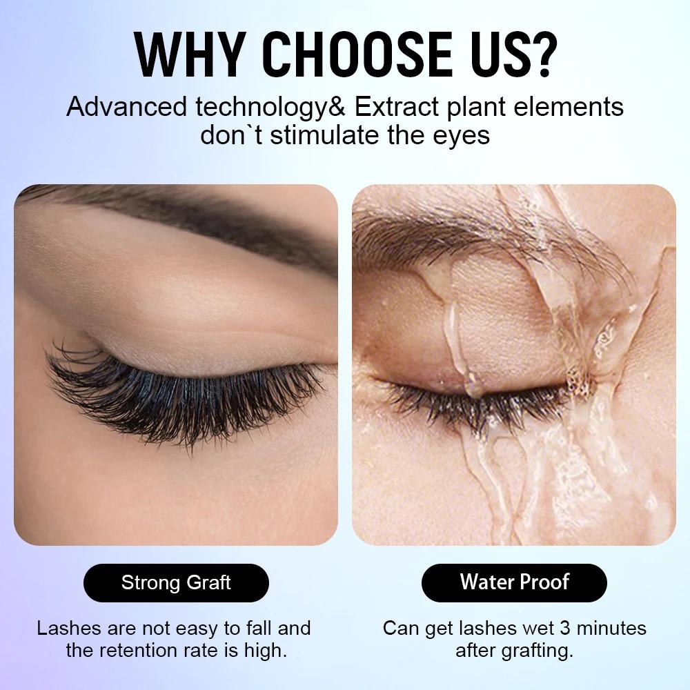 Colle pour extensions de cils Gollee 0,5s à séchage rapide 5ml, colle pour cils, tenue 6-8 semaines,