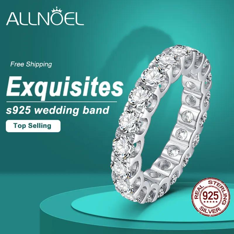 ALLNOEL 2mm bague Moissanite complète pour femmes couleur D VVS1 femme bague à queue unique 925 bagu