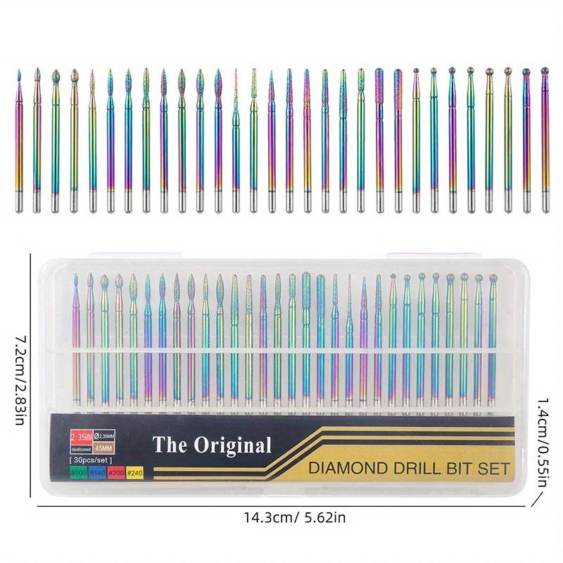 30 pièces/boîte diamant foret à ongles rotatif fraises électriques pour pédicure manucure fichiers c
