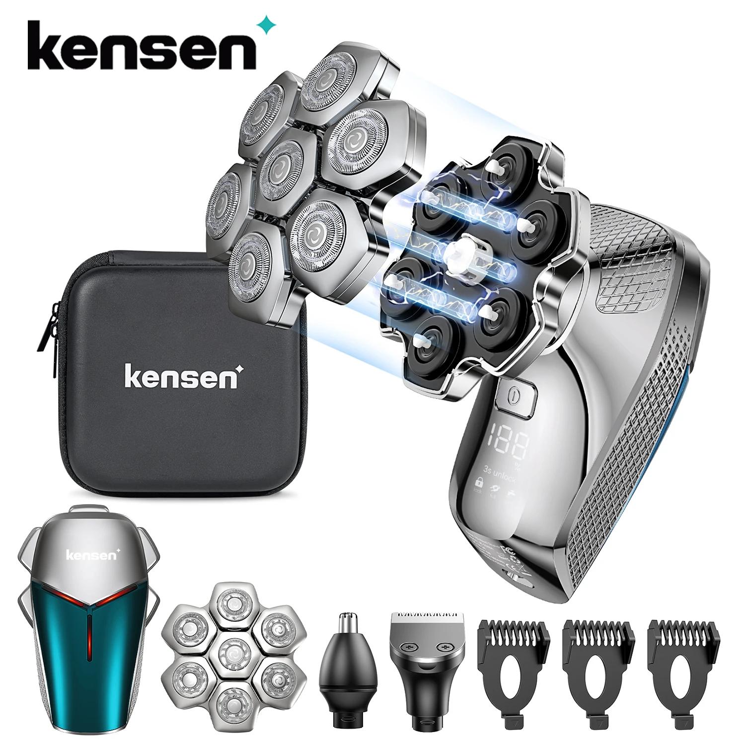 KENSEN 5 en 1 rasoir électrique à tête magnétique 7D lame flottante Kit de toilettage pour hommes tê
