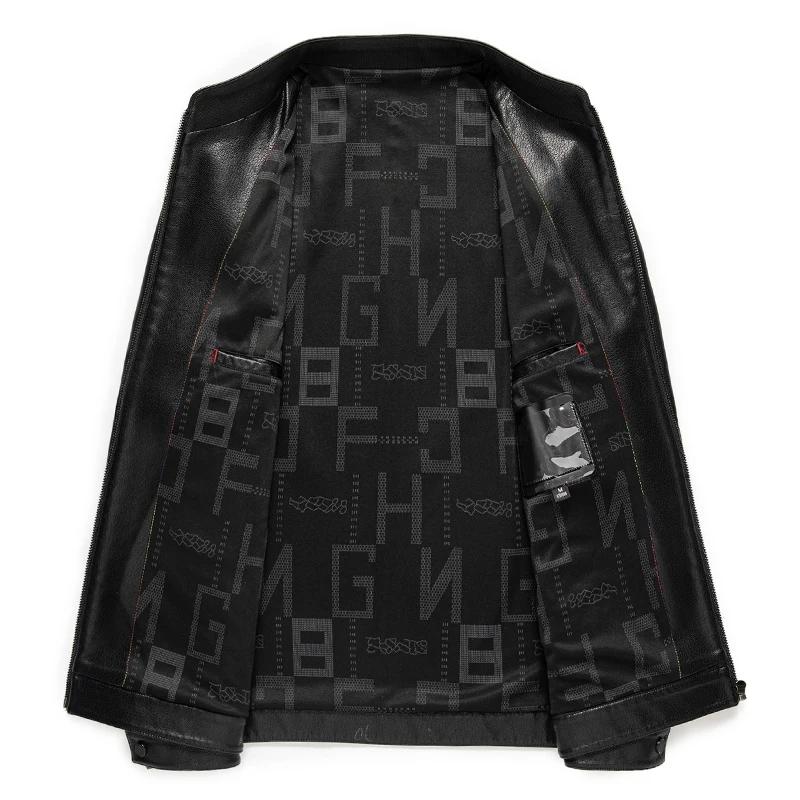 YN-336 printemps et automne hommes col montant veste en cuir de mouton naturel veste en cuir mince h