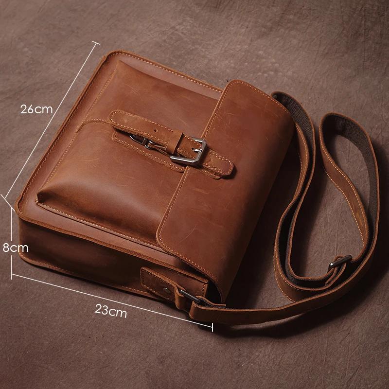 GURO marque de luxe en cuir véritable sac à bandoulière hommes Crazy Horse peau de vache sac de mess