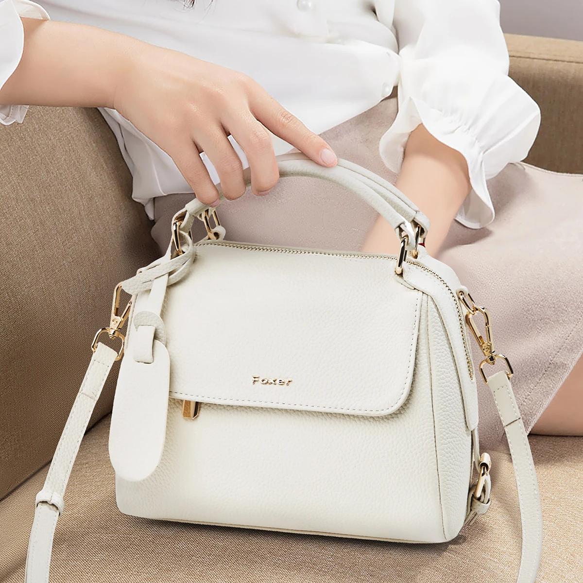 Sac à main femme FOXER 2026 en cuir de vachette, sac à bandoulière de luxe léger pour le quotidien e